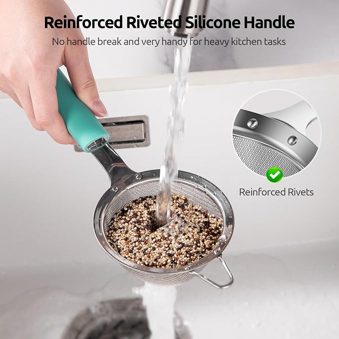 U-Taste Small Fine Mesh Strainer: 18/8 Stainless Steel 3.35in 30 Mesh Kitchen - Image 3