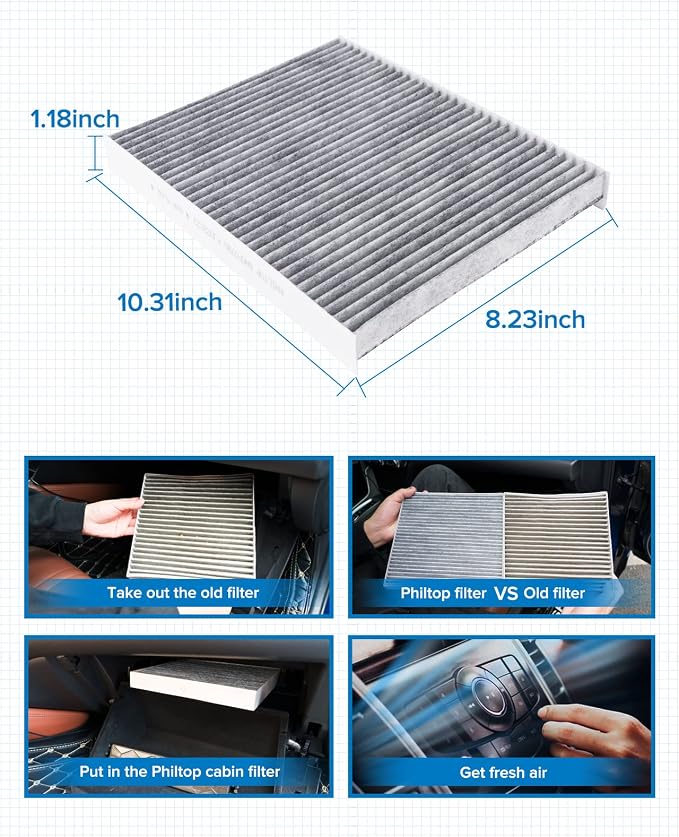 PHILTOP Cabin Air Filter w/Activated Carbon, Compatible - Image 7