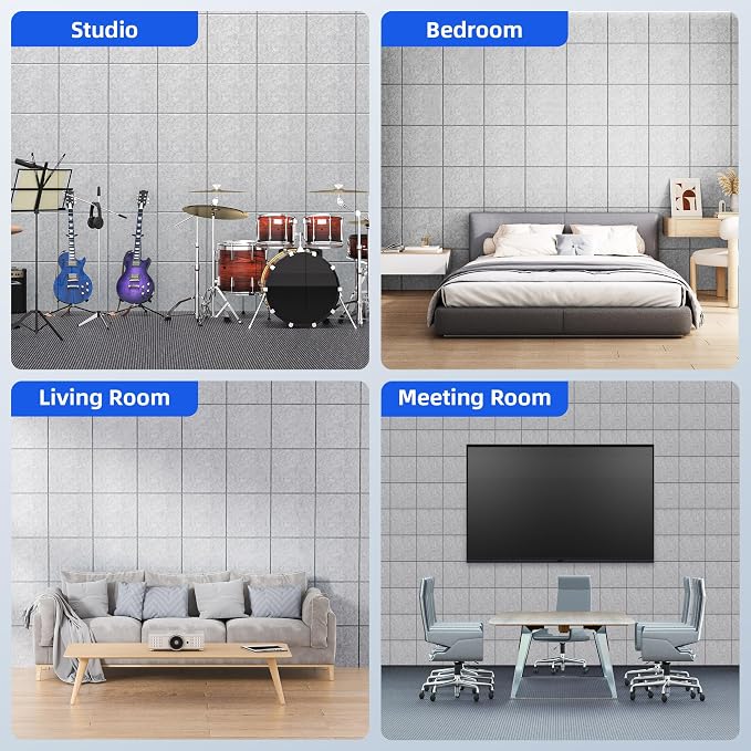 20 Pack Acoustic Panels with Self Adhesive, Soundproof Wall Panels, Square - Image 5