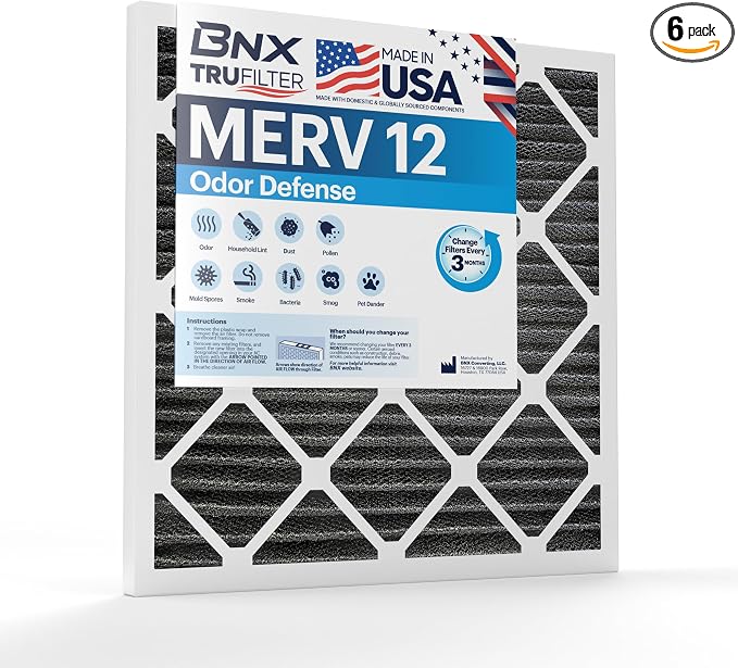BNX TruFilter 14x20x1 MERV 12 Odor Defense AC Furnace Air Filter by BNX