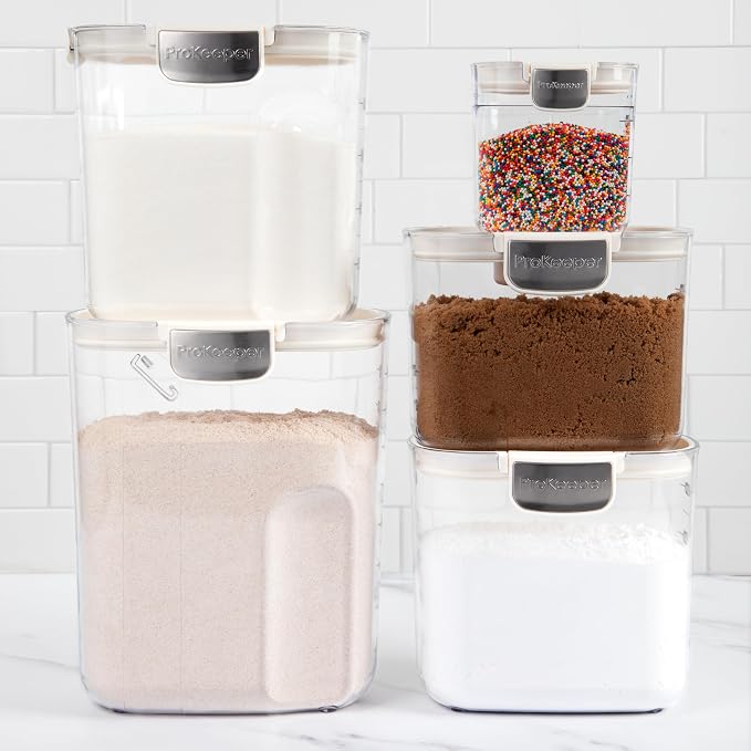 ProKeeper+ Airtight Food Storage Container Set – Clear Plastic Flour and Sugar - Image 3