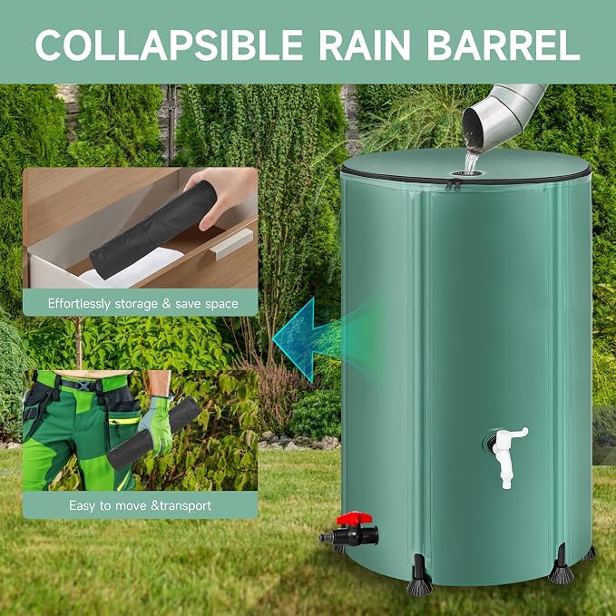 Collapsible Rain Barrel Water Storage Containers-100 Gallon Portable Rainwater - Image 3