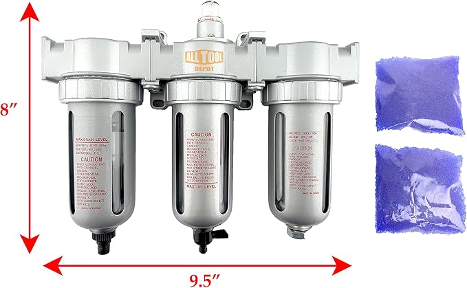 1/4" NPT MID FLOW 3 Stages Filter Coalescing Desiccant Dryer System - Image 2