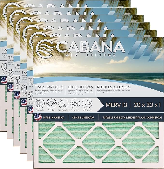 Cabana Filters 6-Pack 20x20x1 MERV 13 AC Furnace Air Filter by CabanaAirFilters
