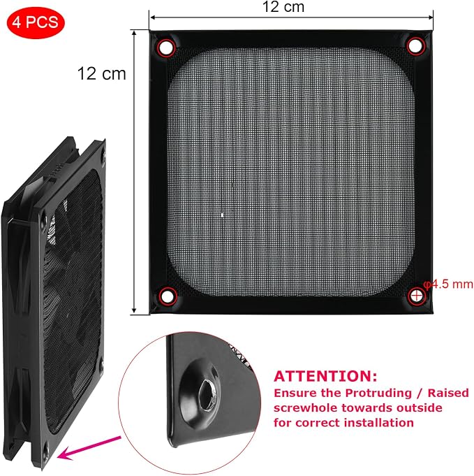 Cosmos 4 Pcs PC Fan Dust Filter PC Case Dust Filter Computer Mesh Filter Cover - Image 2