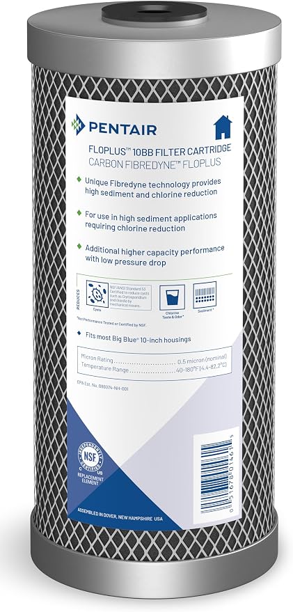 Pentair Pentek FloPlus-10BB Big Blue Carbon Water Filter, Whole House Modified by PENTAIRPENTEK