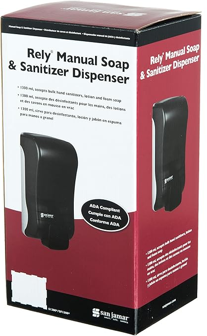 San Jamar SF1300TBK SF1300 Rely Manual Foam Soap Dispenser, 1300 mL, Black Pearl