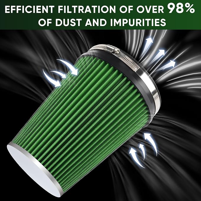 6" 152mm Cold Air Intake Filter Clamp-On Replacement High Flow Inlet Air Filter - Image 4