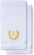 Decorative and Monogrammed Hand Towels for Bathroom Kitchen Makeup | Personalized Gift for Wedding-Bridal | Roman Font Custom Luxury Turkish Towel | Spa Collection, Oversized, 16 X 30 Inch, Set of 2