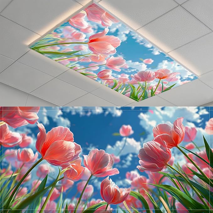 2 Pack Fluorescent Light Covers- 4 x 2 Feet Magnetic Ceiling Light Cover Room by BSFHH