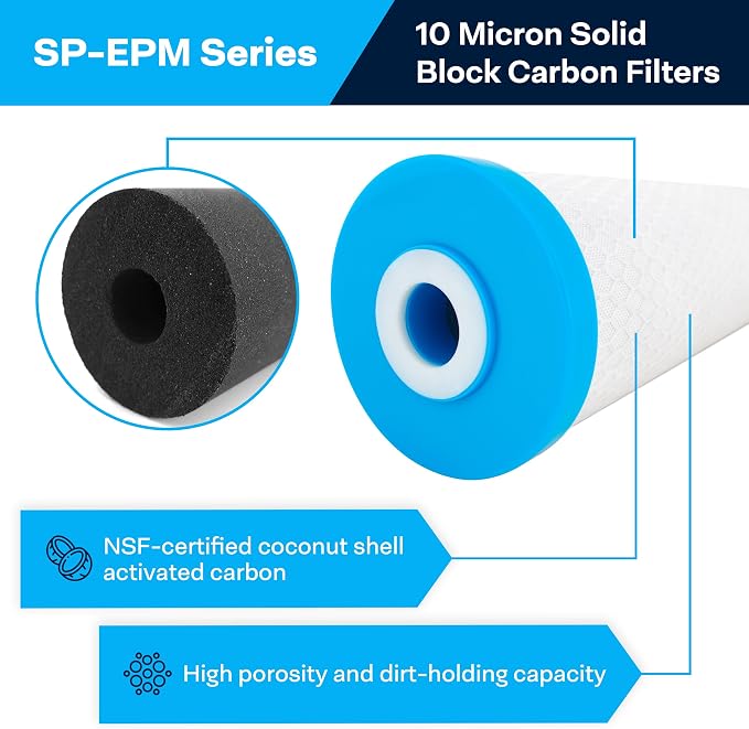 SpiroPure 10 Micron Carbon Block Filter EPM-20BB 155783-43 CB-45-2010 4Pack - Image 2