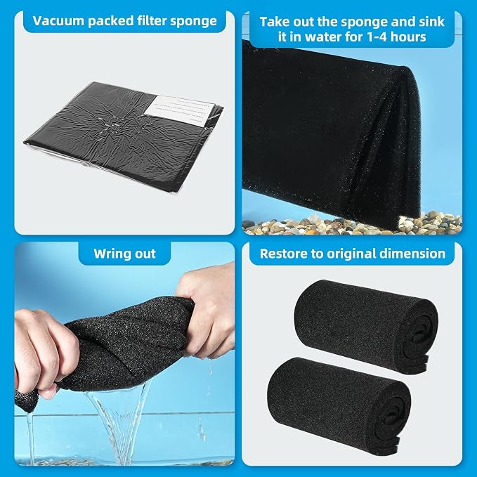 AQUANEAT 2 Pack Aquarium Bio Sponge Filter Media Pad Cut-to-Size Open Cell Foam - Image 6
