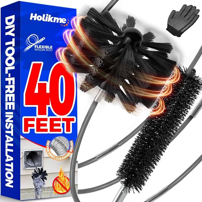 Holikme 40 Feet Dryer Vent Cleaner Kit, Flexible Lint Brush by Holikme