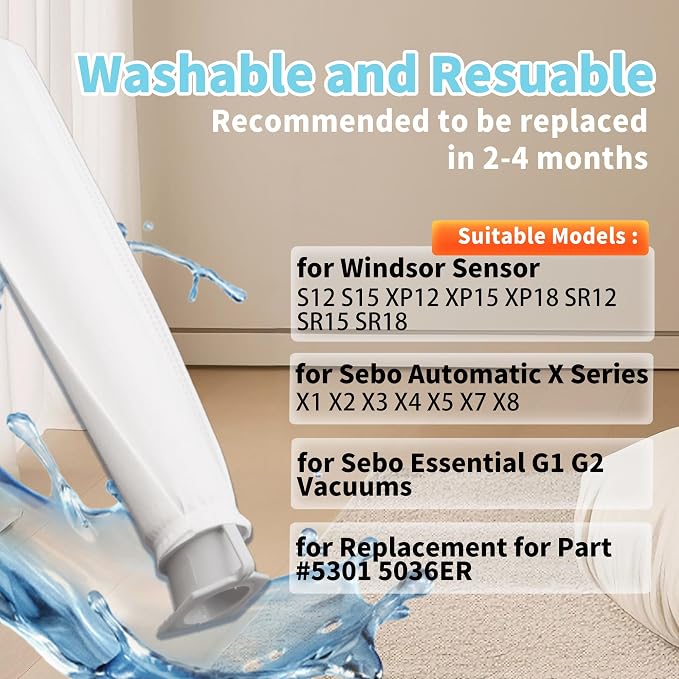 6-Pack MicroFilter fit for SEBO Auto-X S | Replacement Vacuum Filters for - Image 7