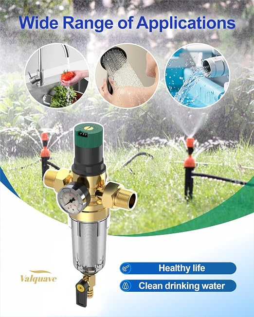 Spin Down Sediment Filter with Water Pressure Regulator, 2 in 1 Whole House - Image 4