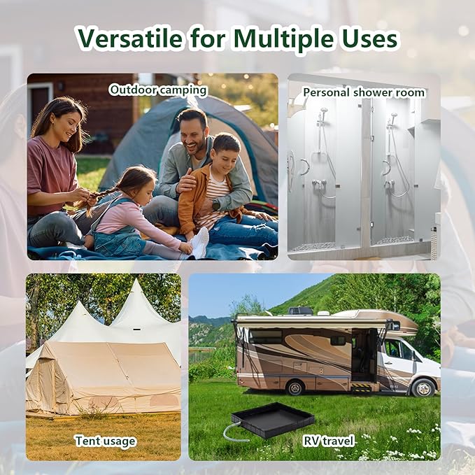 Portable Shower Pan, 41" x 41" x 5" Foldable Shower Base & Basin Floor with Detachable Drain Pipe, Ideal for RV, Outdoor,Indoor Shower Stall Enclosures