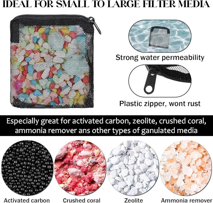 10 Pcs Aquarium Filter Media Bags, 3.9 x 3.9 Inch Fish Tank Fine Mesh Bag - Image 4