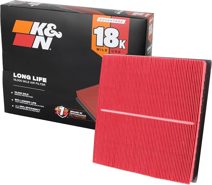 K&N Engine Air Filter: Long Life 18, 000 Mile Replacement Air Filter: Compatible by KNEngineeringInc