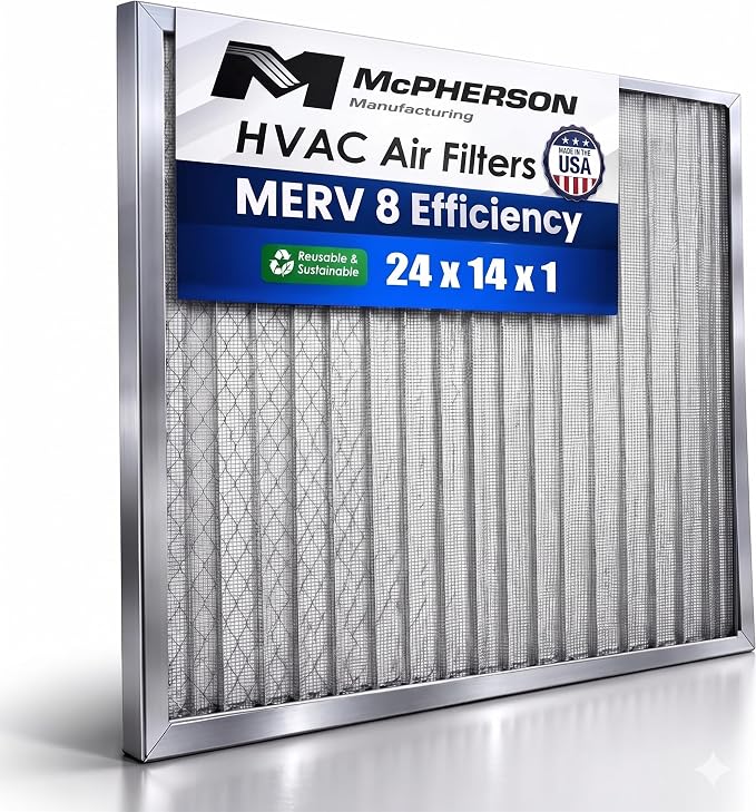 McPherson Reusable Air Filter 24x14x1 | Washable MERV 8 | Made in USA Metal by McPhersonManufacturing