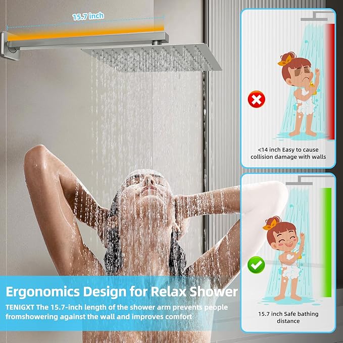 Bathroom Shower Faucet Set，10 Inch Rain Shower Head with Handheld Spray，Brass Shower Valve Trim Kit，Wall Mounted Square Rain Shower System (Brushed Nickel)