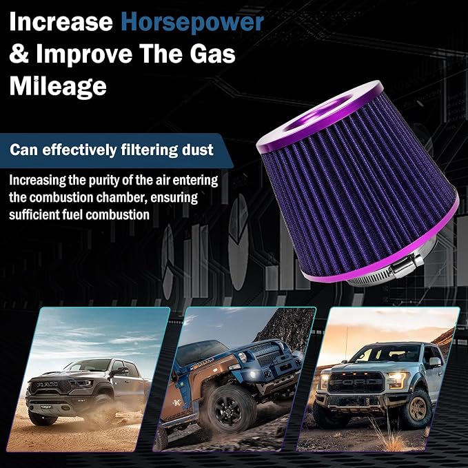 Universal Clamp-On Air Intake Filter, High Performance, Washable Filter - Image 7