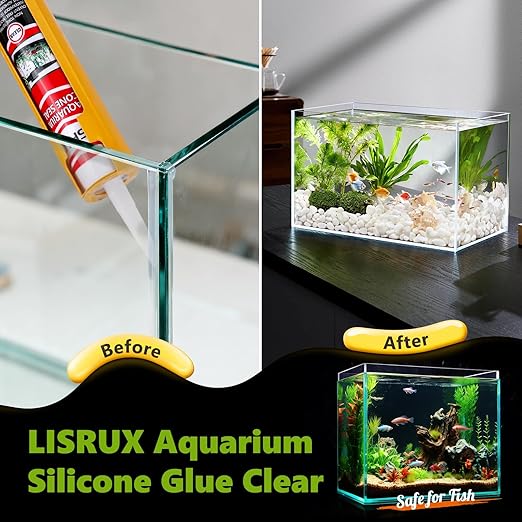 1 Pack Aquarium Silicone Clear Sealant, High Elasticity, Safe for Fish,Fast Curing Waterproof Aquarium Safe Silicone,10 Fl Oz Non-Toxic Fish Tank Safe Sealant,Strong Adhesion