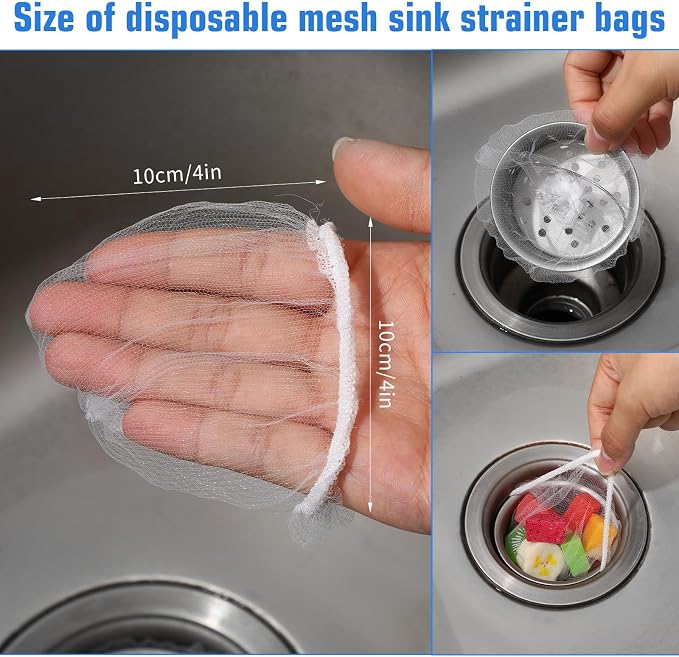 300 PCs Disposable Mesh Sink Strainer Bags, Kitchen Strainer Mesh Bag Non-Clog - Image 2