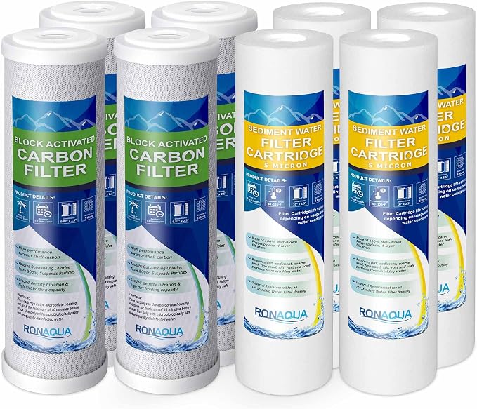 4 Standard Coconut Shell Block Carbon & 4 Four Layers of Filtration by Ronaqua