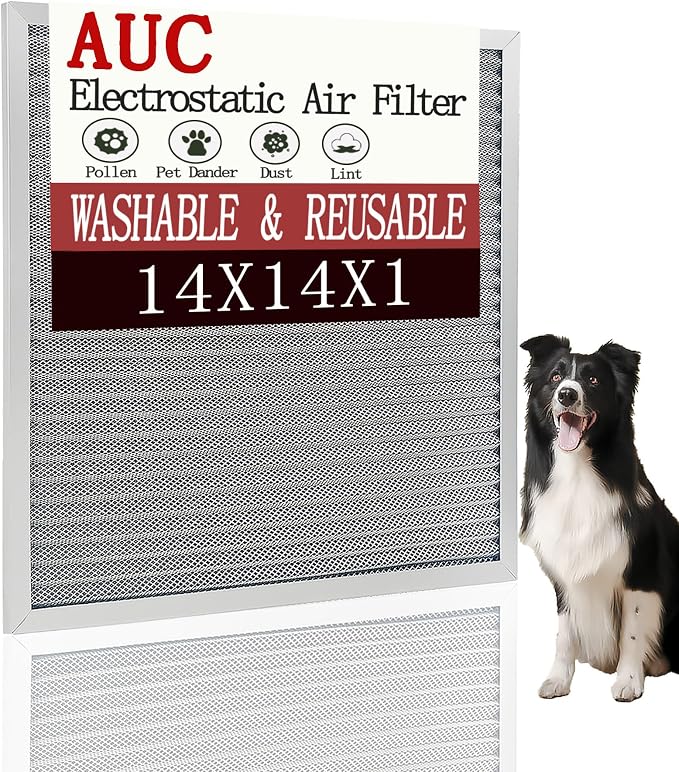 AUC Metal Washable Electrostatic Furnace Air Filter 1 inch, Aluminum Reusable by AUC