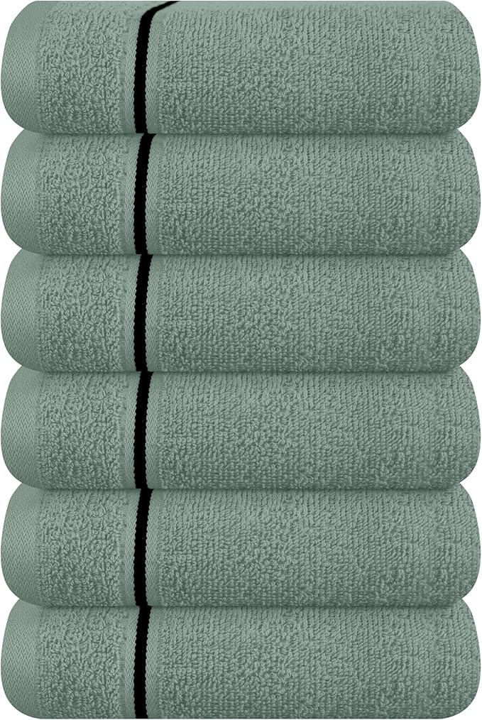 MyOwn Ultra Soft Cotton 6 -Piece Hand Towel Set 16x24 Inch, Ideal for use in Bathroom, Kitchen, Gym, Spa & General Cleaning, Compact & Lightweight Multi Purpose Hand Towels - Jade