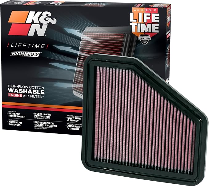 K&N High-Flow Original Lifetime Engine Air Filter: Increase Power: Premium by KNEngineeringInc