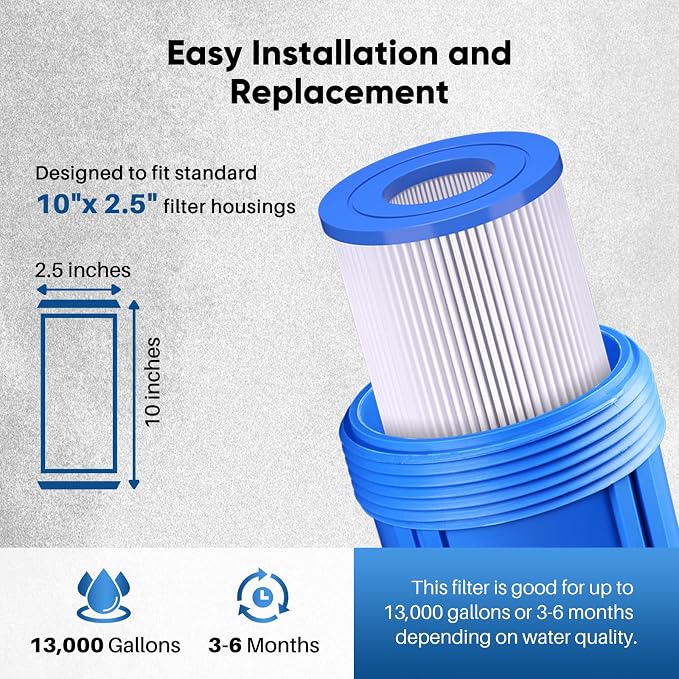 PUREPLUS 50 Micron Whole House Pleated Sediment Filter - Image 8
