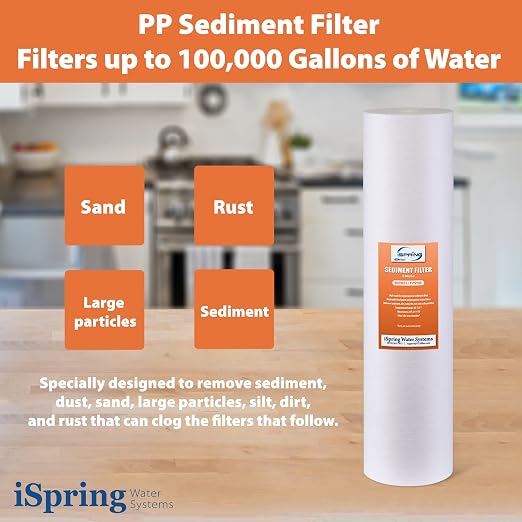 iSpring 5-Micron 20” x 4.5” Whole House Water Filter Cartridges, High Capacity - Image 2