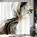 Cinbloo Black and Gold Marble 72Wx72H Shower Curtain Abstract Ink Texture Modern Ombre Grey Golden Minimalist Elegant Luxury Aesthetic Bathroom Curtain Set Neutral Bath Bathroom Accessories Decor
