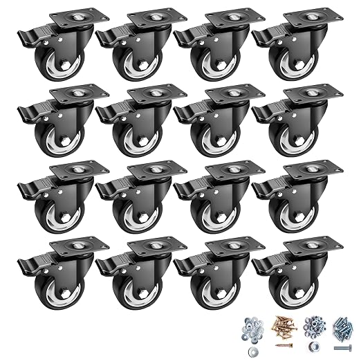 Caster Wheels - 3 Inch Casters Set of 4 Heavy Duty, BOSGEOT Locking Industrial by BOSGEOT
