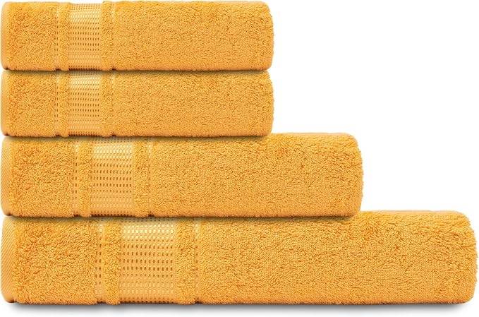 Melissa Linen 8 Piece Towel Set - 2 Bath, 2 Hand, 4 Fingertip Towels - 100% Turkish Cotton, Absorbent, Quick Dry, Durable and Soft - Yellow