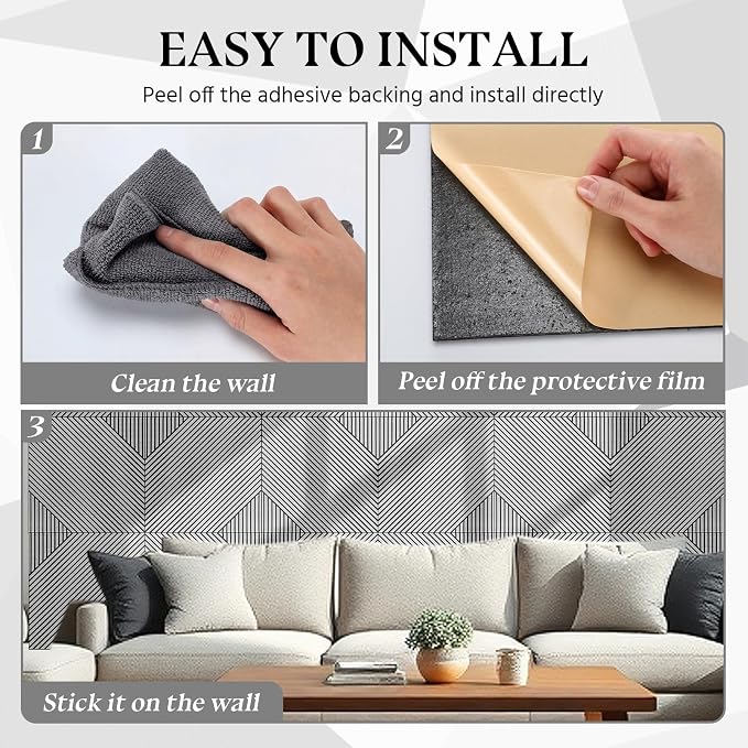 6 Pack Large Acoustical Wall Panels 23.6 x 23.6 Inches Acoustic Peel and Stick - Image 5