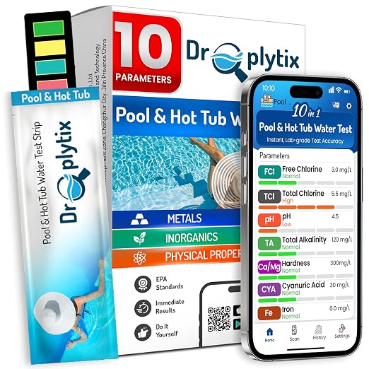 10-in-1 Pool & Spa Water Test Kit by DROPLYTIX