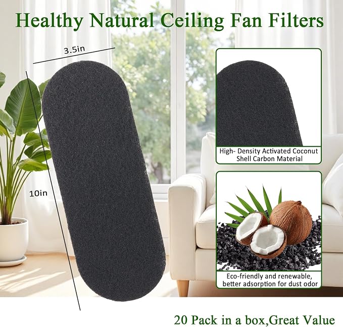 20 Pcs Ceiling Fan Filters for Blades, Fan Air Purifier Pads - Image 8
