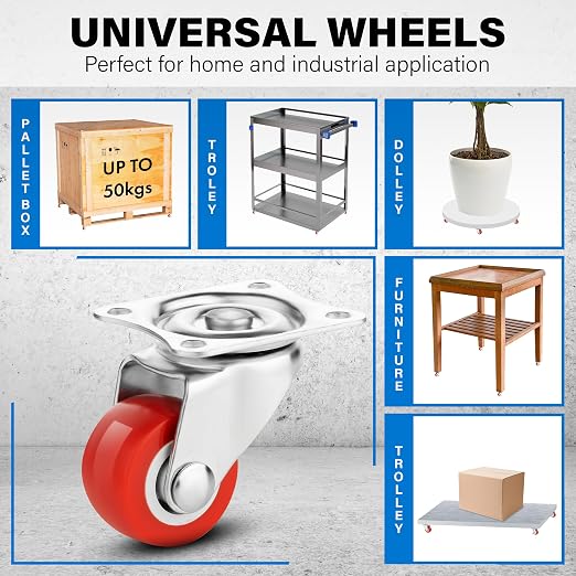 1 Inch Heavy Duty Casters Set of 4, Scratch Resistant & 360 Degree Rotatable - Image 6
