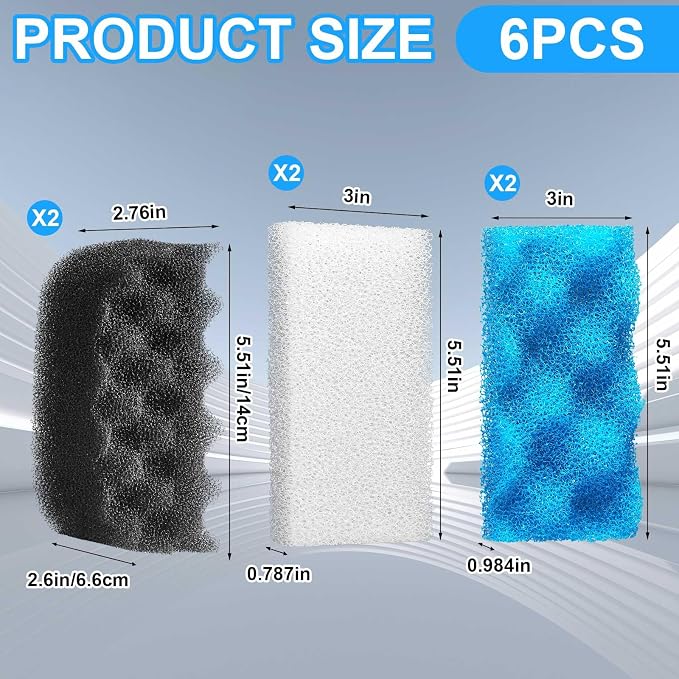 6 Pcs Aquarium Filters Bio Sponge Sets Compatible - Image 2
