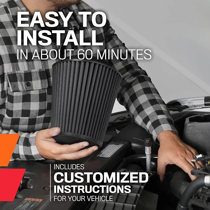 K&N Cold Air Intake System: Dry-Flow Air Filter, Increase Performance & Towing: - Image 11
