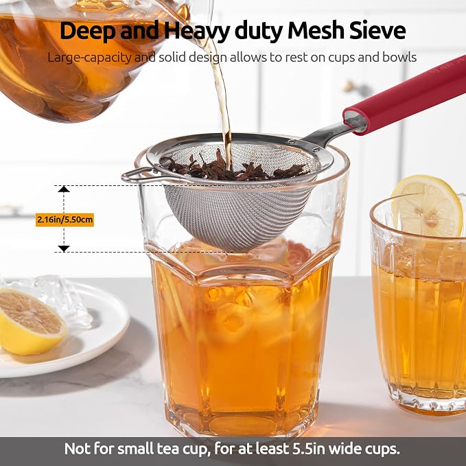 U-Taste Small Fine Mesh Strainer: 18/8 Stainless Steel 3.35in 30 Mesh Kitchen - Image 9