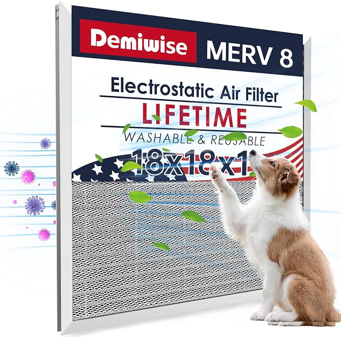18x18x1 Air Filter, Washable & Reusable Aluminum AC/HVAC Furnace Electrostatic by Demiwise