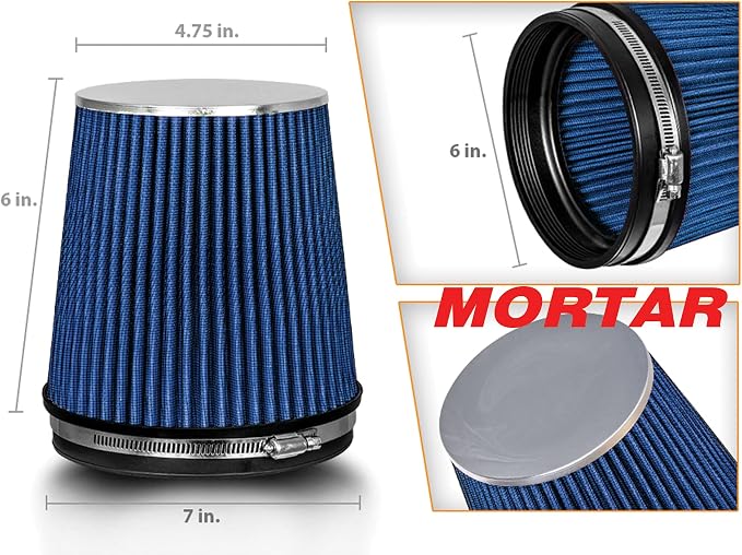 Mortar Aftermarket Auto Air Filter – 6 In Flange ID Car Enthusiast Class - Image 2