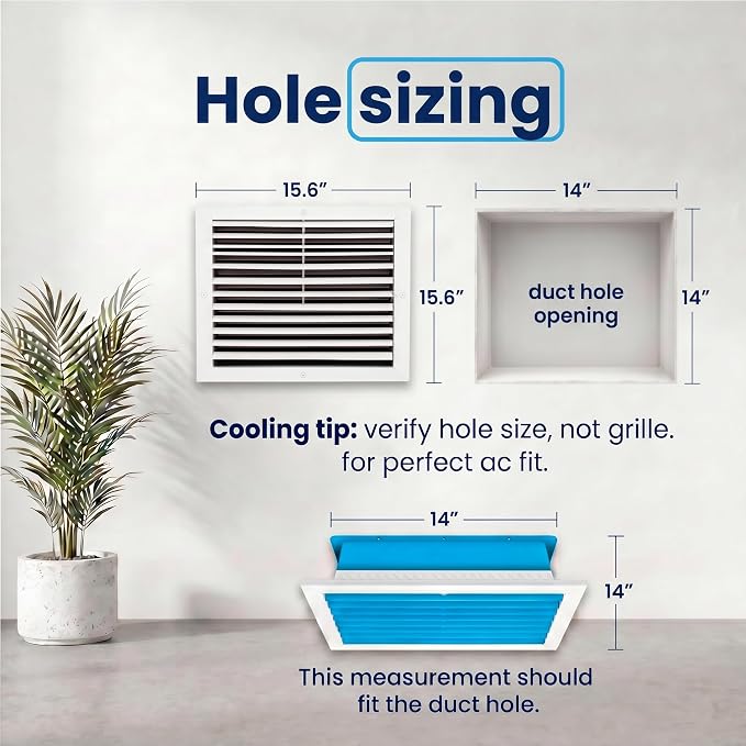 14x14 Aluminum 1-Way Air Flow Vent Cover Wall or Ceiling – Quiet HVAC Wall - Image 3