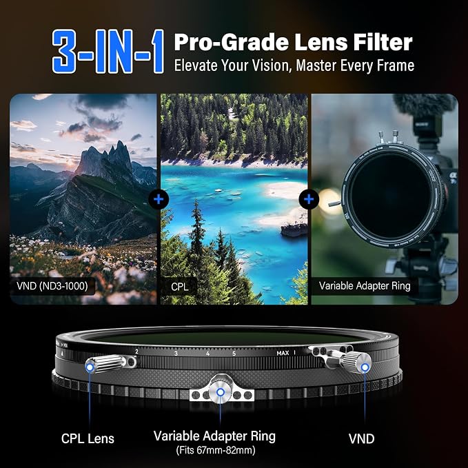 H&Y RevoRing MKⅡ 67mm 72mm 77mm 82mm Variable ND Filter & CPL Polarizer - Image 2
