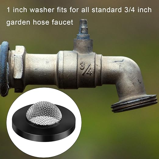 20 Pcs Hose Washer with Screen Filter Washers Stainless Steel & Black Rubber - Image 7