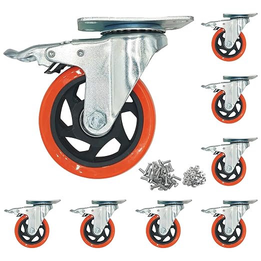 8 Pcs 4 Inch Heavy Duty Casters, by Htudcoue