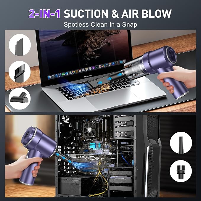 KMM Handheld Car Vacuum Cleaner, 9000PA Vacuum Cleaner & Air Duster, 120W High - Image 3